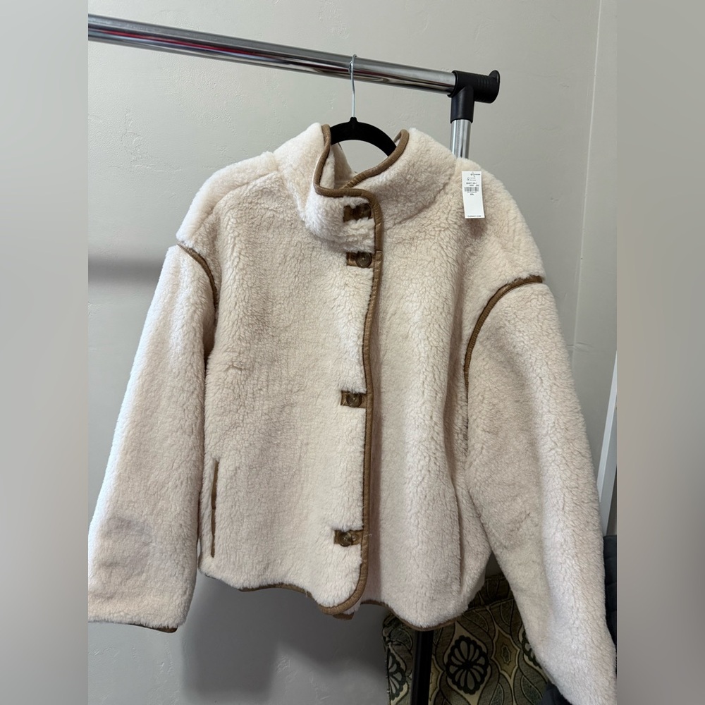 Old Navy Cream and Tan Teddy Jacket
